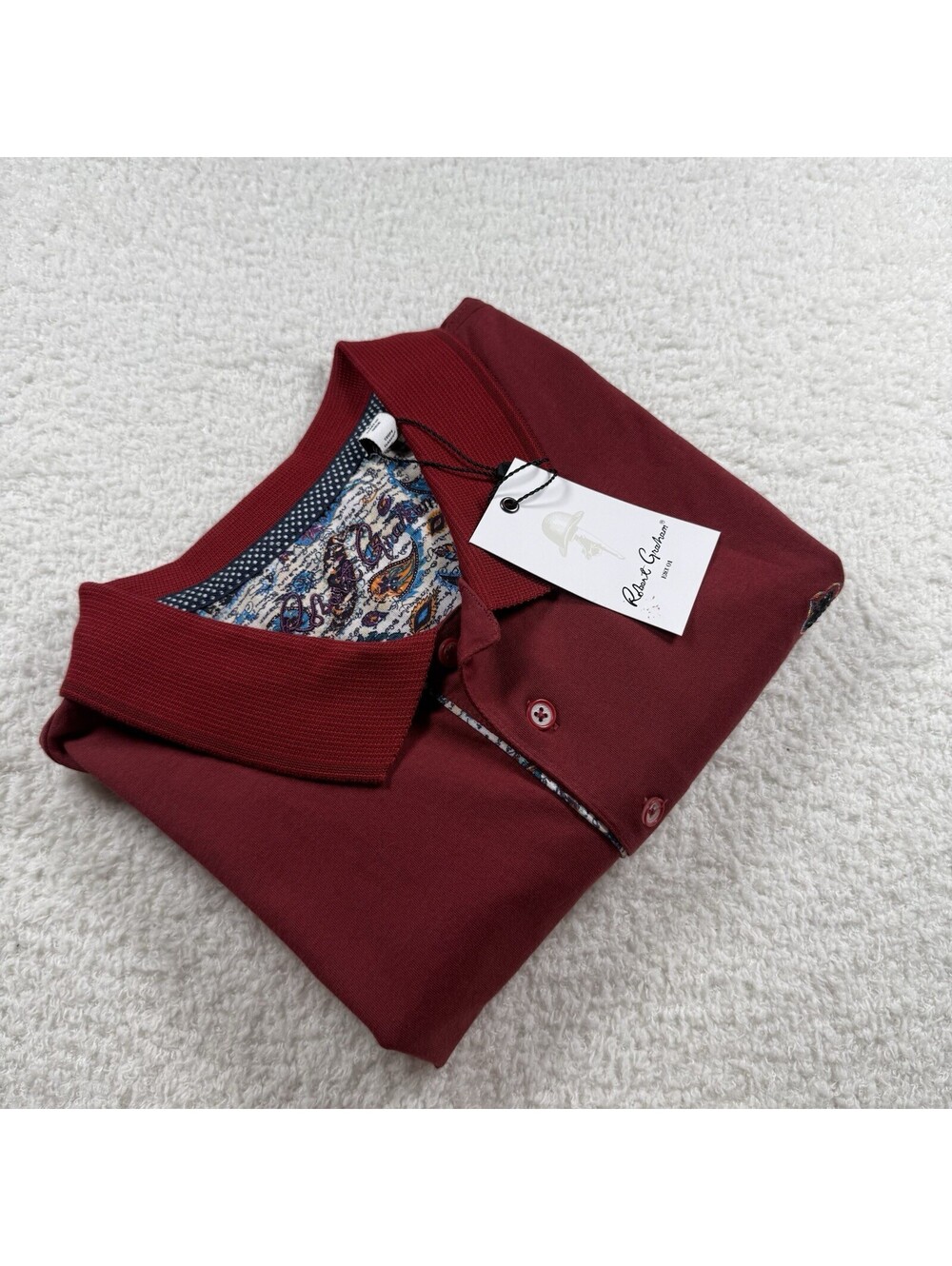 Robert Graham Lucifer Polo Shirt Men’s Large Burgundy Skull NWT Classic Fit